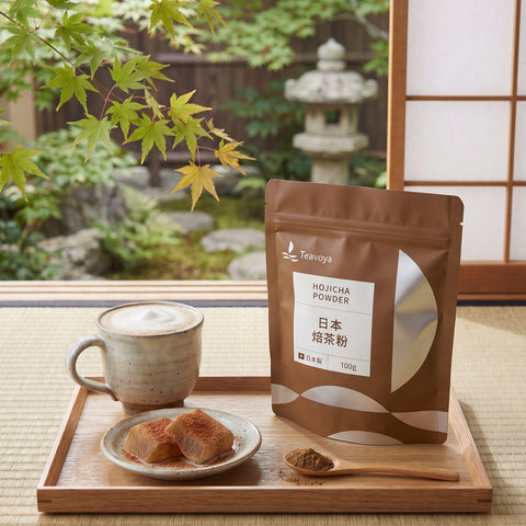焙茶粉與熱焙茶拿鐵