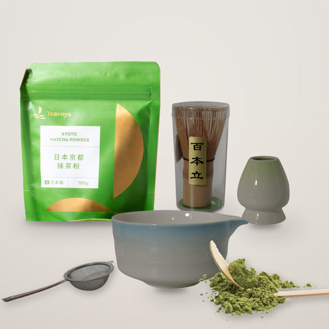 刷茶組:抹茶道具五件組+京都抹茶粉 100g