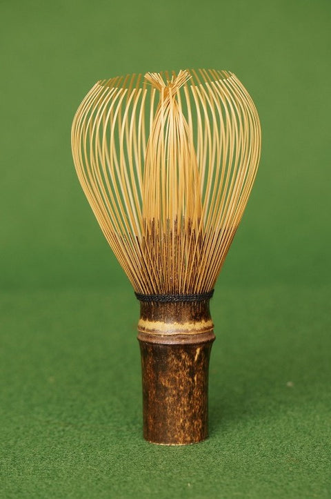 Purple bamboo shin chasen matcha whisk handmade by Chikumeido Sabun, Takayama Nara