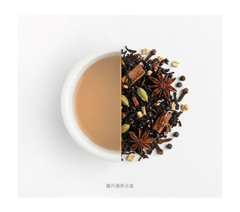 Prana Chai 經典瑪莎拉香料茶｜澳洲墨爾本手工蜂蜜 Sticky Chai 印度香料奶茶 茶湯與茶葉示意圖